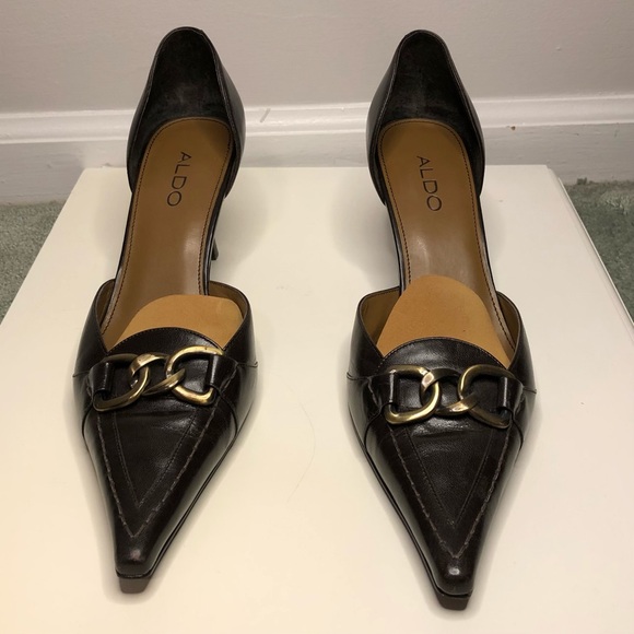 ALDO point toe leather kitten heels size 8 - Picture 2 of 6